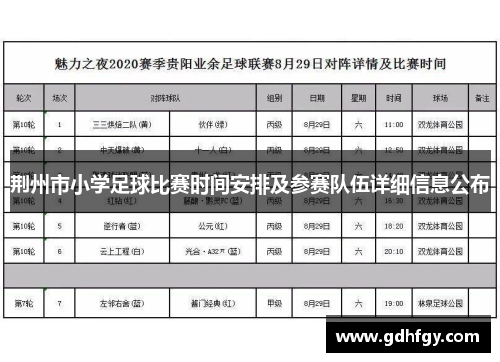 荆州市小学足球比赛时间安排及参赛队伍详细信息公布
